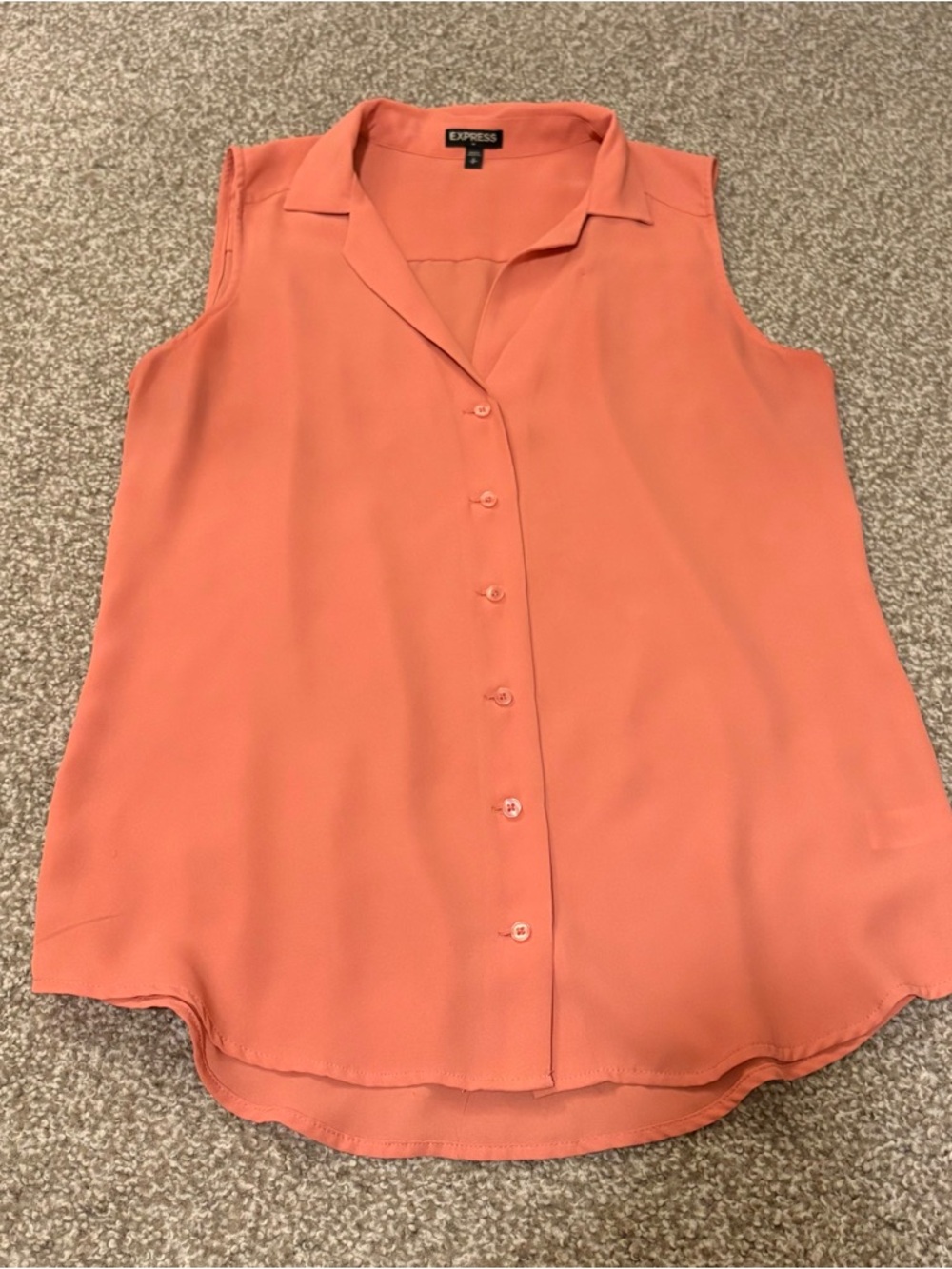 Express Coral Sleeveless Button-Front Blouse
